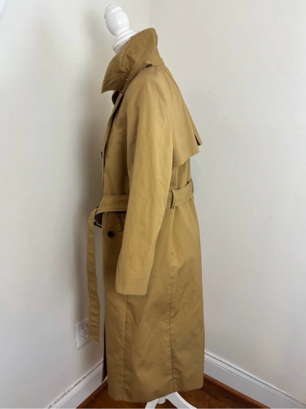 J. Crew Women's Tan Double-Breasted Hooded Trench Coat
